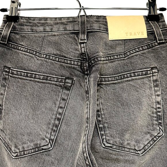 TRAVE‎ DENIM Lawson High Rise Button Fly Slim Straight Leg Jeans • 24 • grey - Picture 6 of 13